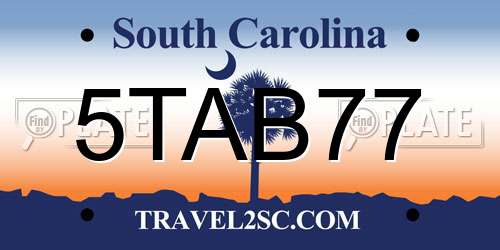 5TAB77 South Carolina License Plate