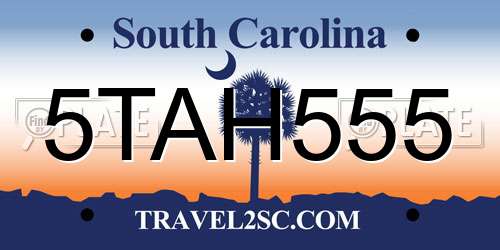 5TAH555 South Carolina License Plate