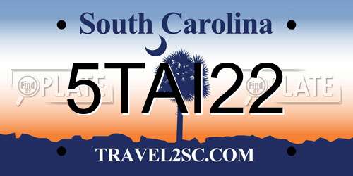 5TAI22 South Carolina License Plate