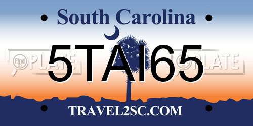 5TAI65 South Carolina License Plate