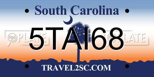 5TAI68 South Carolina License Plate