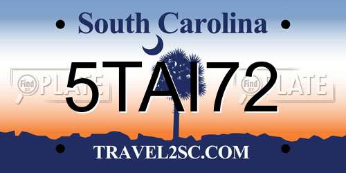 5TAI72 South Carolina License Plate