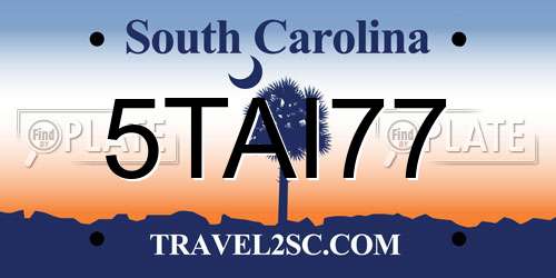 5TAI77 South Carolina License Plate