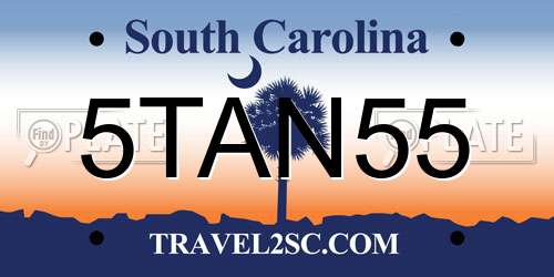 5TAN55 South Carolina License Plate