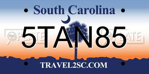 5TAN85 South Carolina License Plate