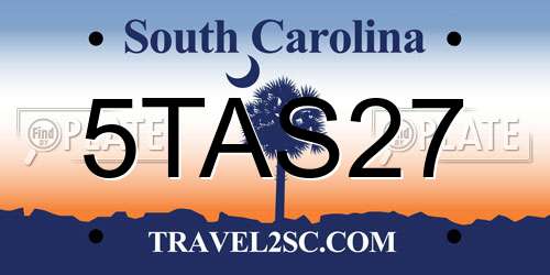 5TAS27 South Carolina License Plate