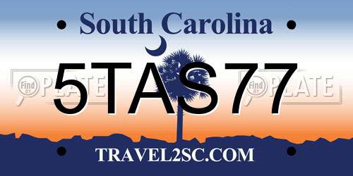 5TAS77 South Carolina License Plate