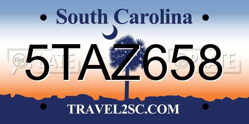 5TAZ658 South Carolina License Plate