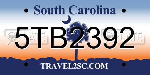 5TB2392 South Carolina License Plate