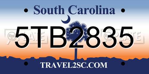5TB2835 South Carolina License Plate