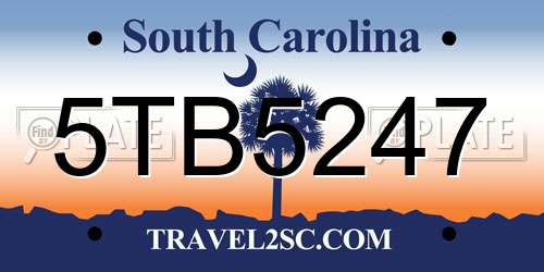 5TB5247 South Carolina License Plate