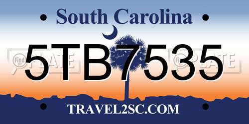 5TB7535 South Carolina License Plate