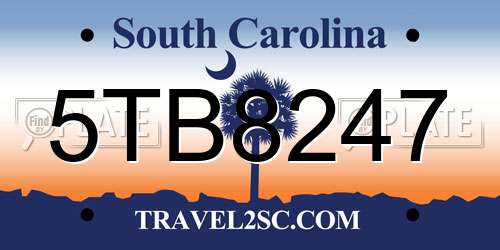 5TB8247 South Carolina License Plate