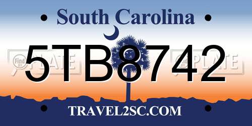 5TB8742 South Carolina License Plate