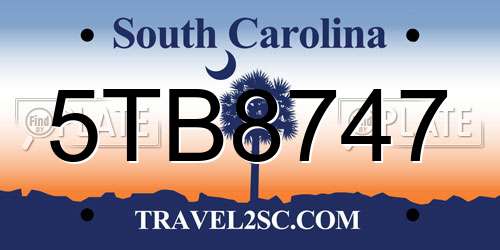 5TB8747 South Carolina License Plate