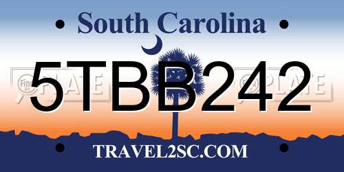 5TBB242 South Carolina License Plate