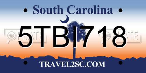 5TBI718 South Carolina License Plate