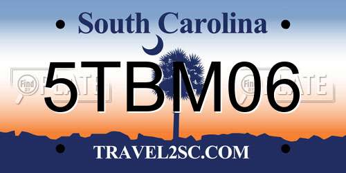 5TBM06 South Carolina License Plate