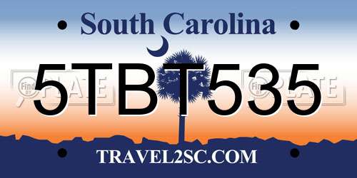 5TBT535 South Carolina License Plate