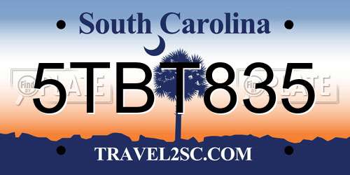 5TBT835 South Carolina License Plate