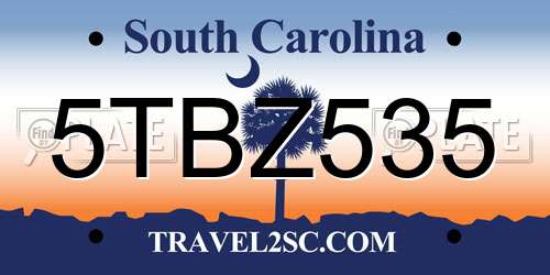 5TBZ535 South Carolina License Plate