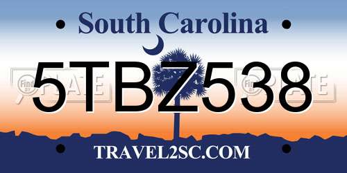 5TBZ538 South Carolina License Plate