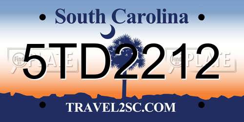 5TD2212 South Carolina License Plate