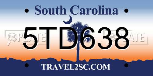 5TD638 South Carolina License Plate