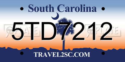5TD7212 South Carolina License Plate