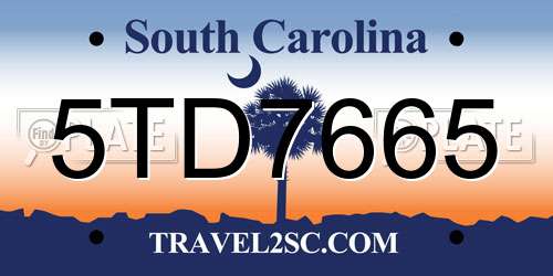 5TD7665 South Carolina License Plate