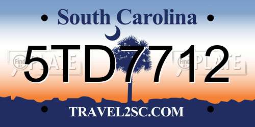 5TD7712 South Carolina License Plate