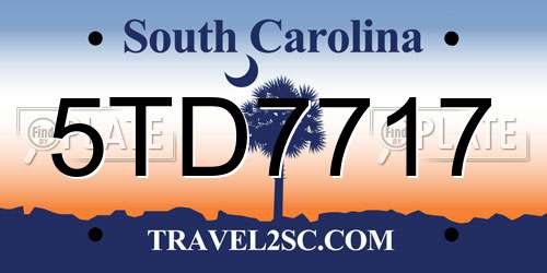 5TD7717 South Carolina License Plate