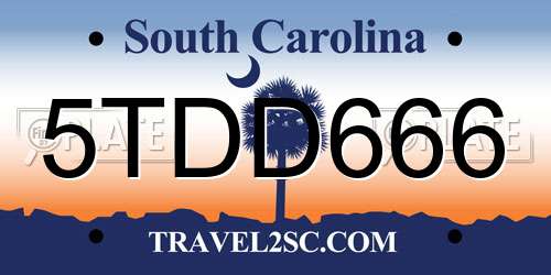 5TDD666 South Carolina License Plate