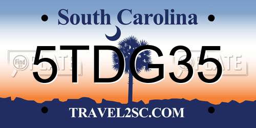 5TDG35 South Carolina License Plate