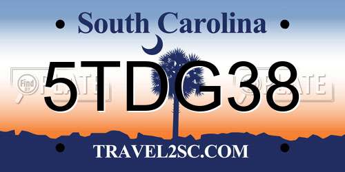 5TDG38 South Carolina License Plate