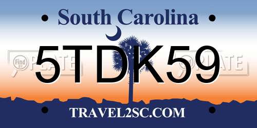 5TDK59 South Carolina License Plate