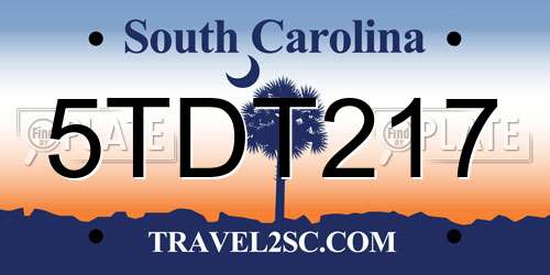5TDT217 South Carolina License Plate