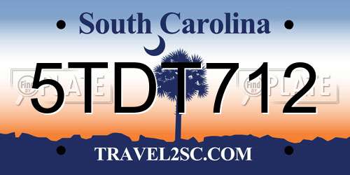 5TDT712 South Carolina License Plate