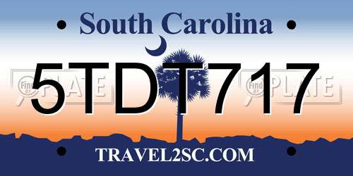 5TDT717 South Carolina License Plate