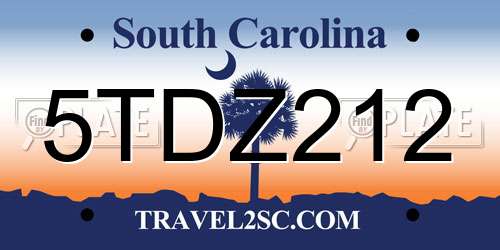 5TDZ212 South Carolina License Plate