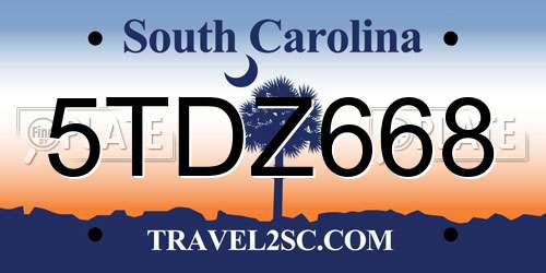 5TDZ668 South Carolina License Plate