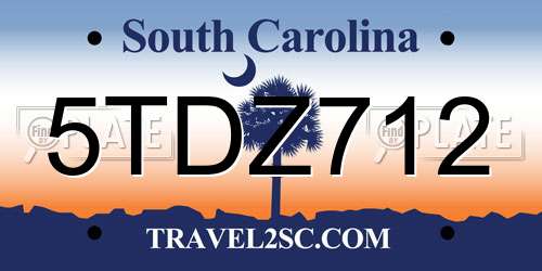 5TDZ712 South Carolina License Plate