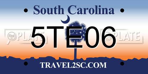 5TE06 South Carolina License Plate