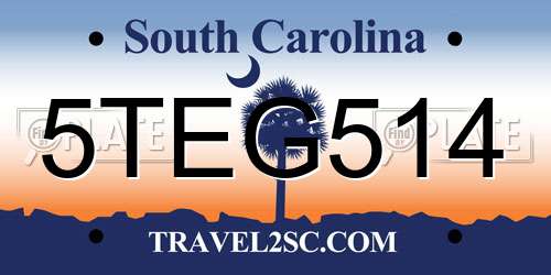 5TEG514 South Carolina License Plate
