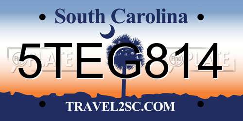 5TEG814 South Carolina License Plate