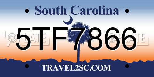 5TF7866 South Carolina License Plate