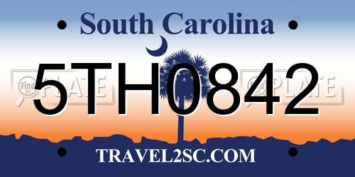 5TH0842 South Carolina License Plate