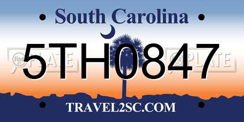 5TH0847 South Carolina License Plate