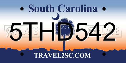 5THD542 South Carolina License Plate