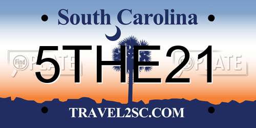 5THE21 South Carolina License Plate